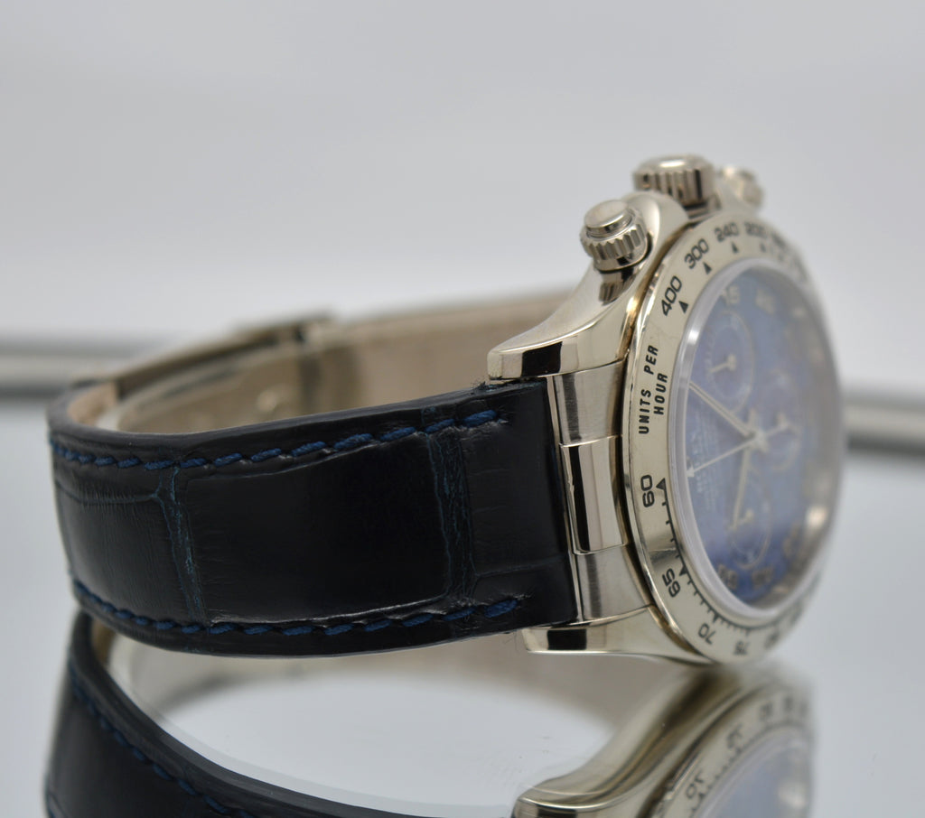 Rolex 116519 Daytona White Gold 18k Box and Card engraving Full Sodalite Dial