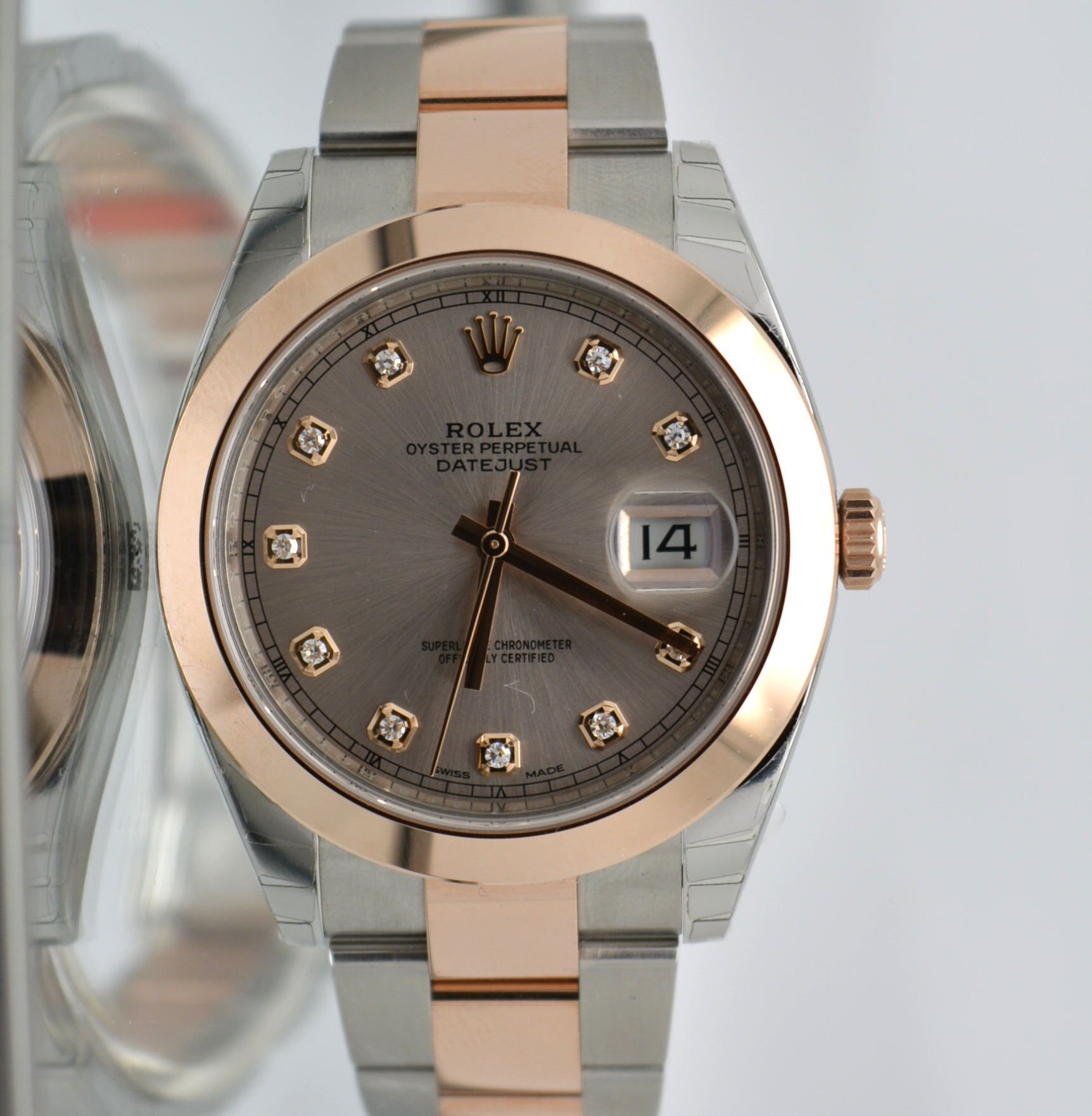 Unworn Rolex 126301 Datejust II 41mm Rose Gold pink Factory Diamonds 2017