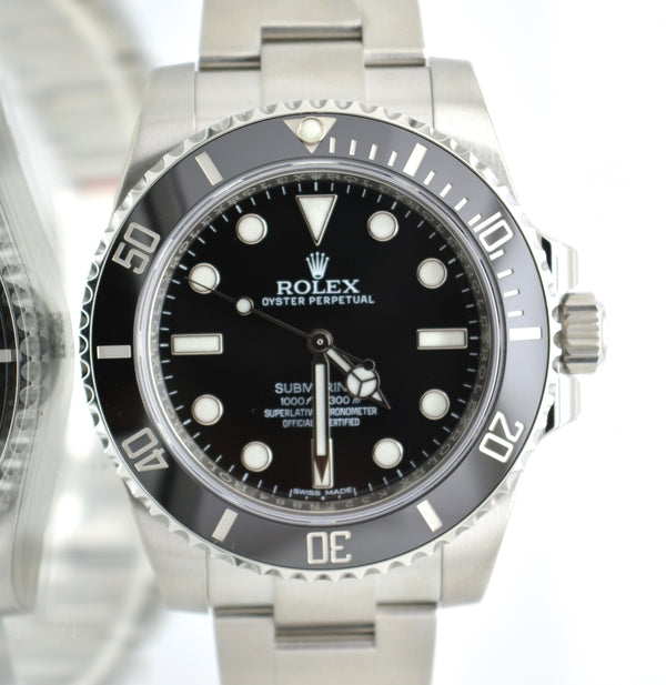 Unworn Rolex 114060 Submariner Ceramic No Date 2017 box and card