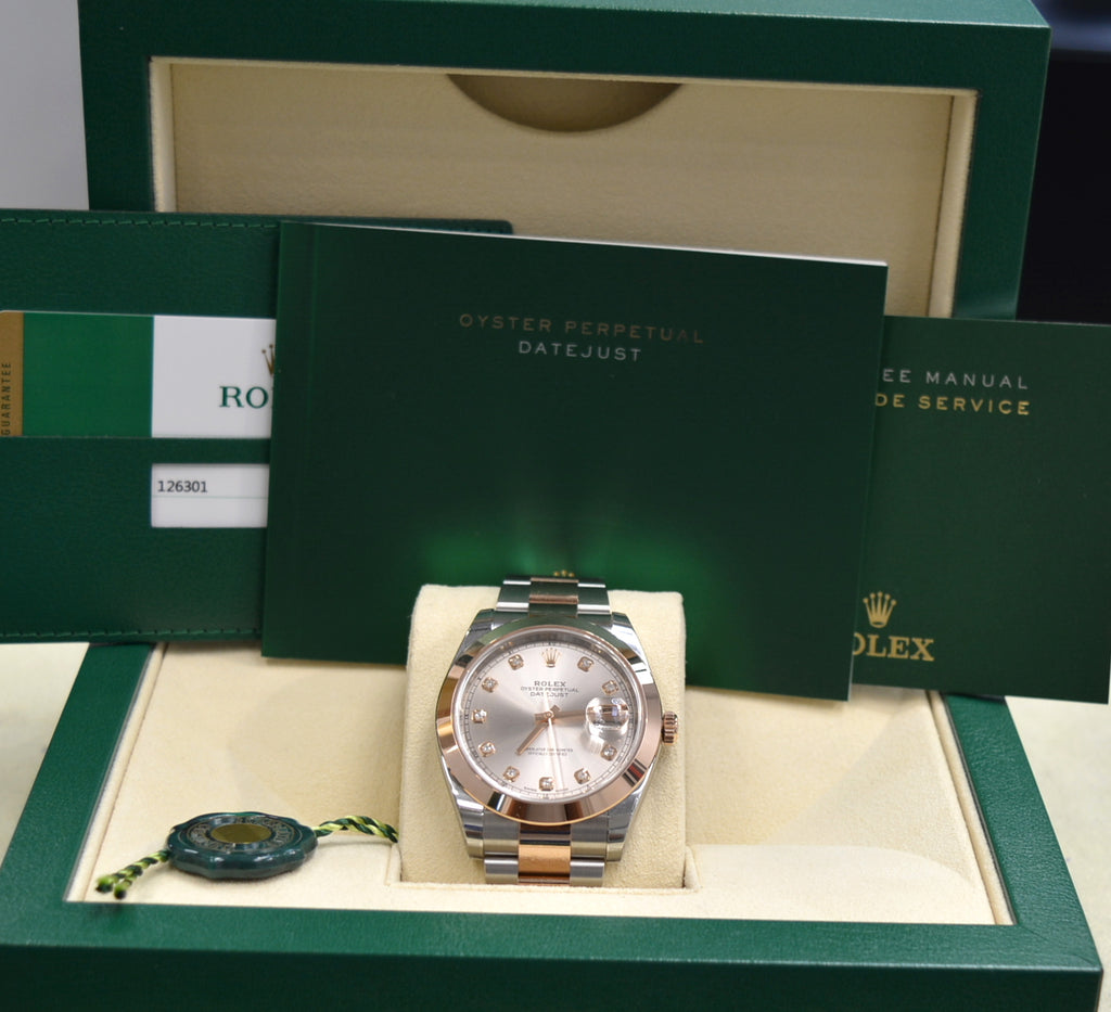Unworn Rolex 126301 Datejust II 41mm Rose Gold pink Factory Diamonds 2017