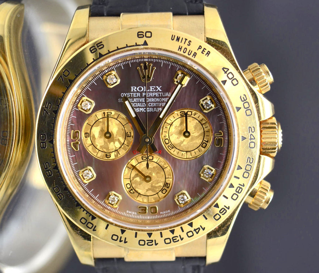 Rolex Daytona 116518 Yellow Gold Factory Dark MOP Diamonds