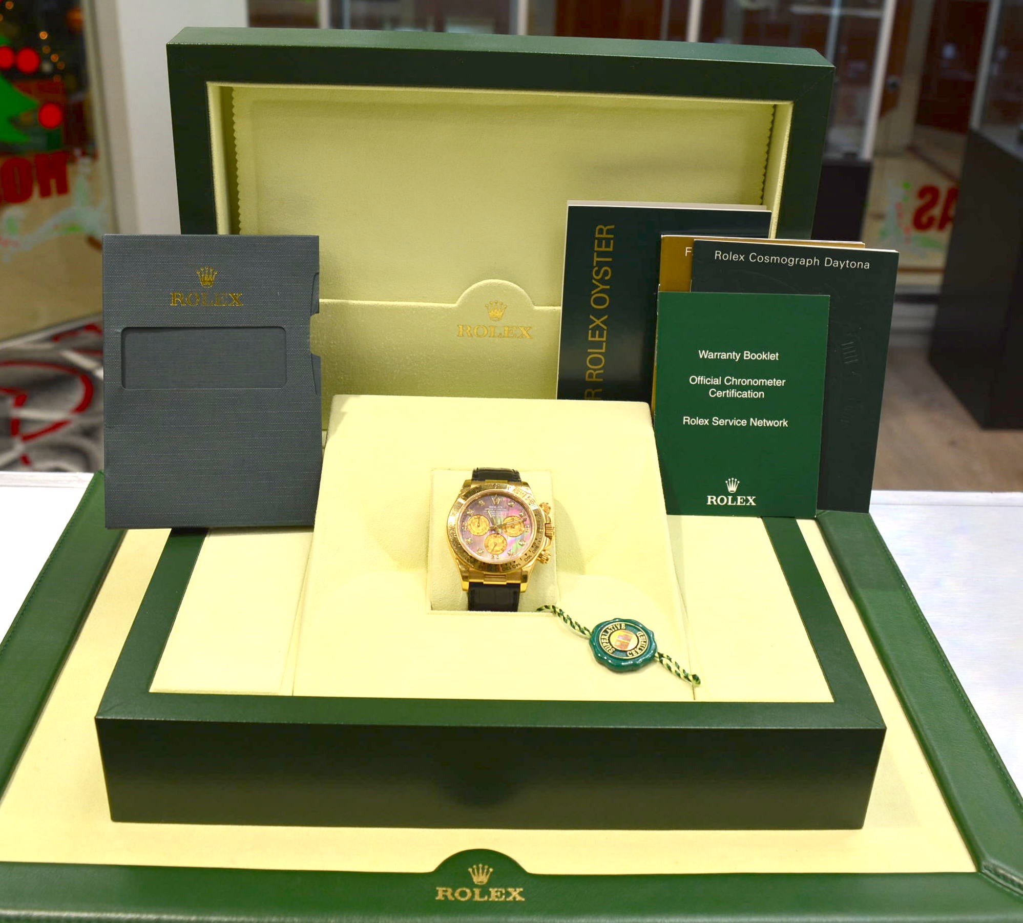 Rolex Daytona 116518 Yellow Gold Factory Dark MOP Diamonds