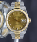 Rolex DateJust 16233 18k Yellow Gold & Steel 36mm Factory Diamond