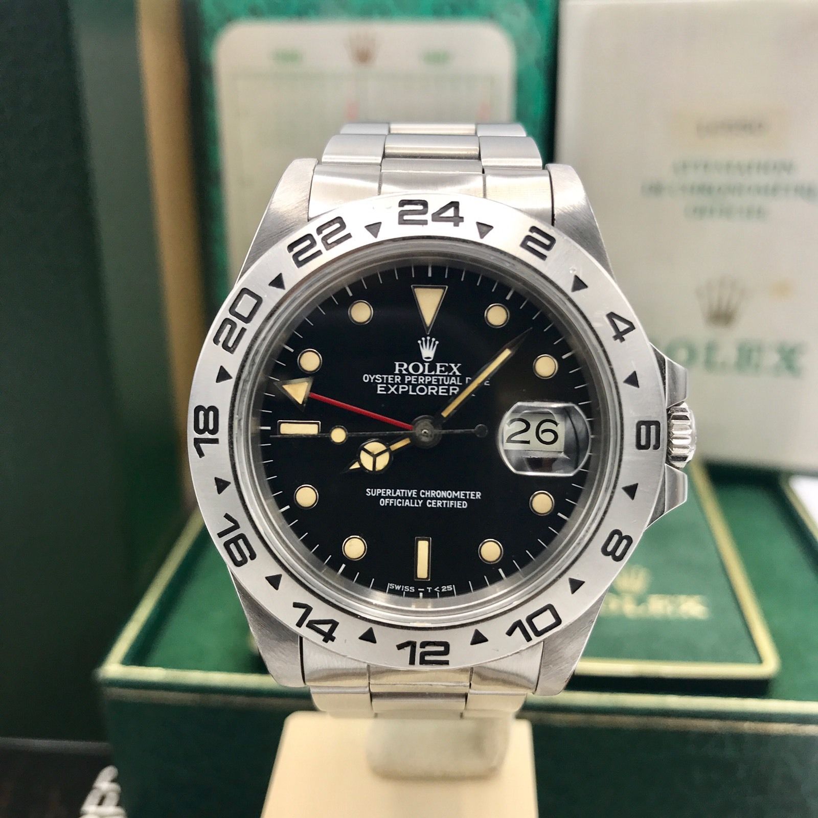 Rolex Explorer II 16550 Original Dial & Hands Full Set 1987 Heavy Patina Papers