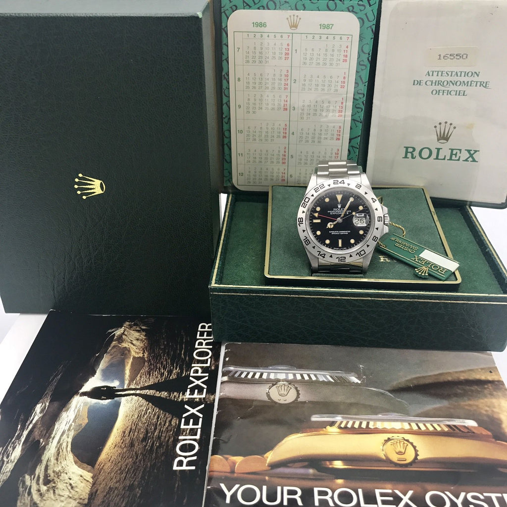 Rolex Explorer II 16550 Original Dial & Hands Full Set 1987 Heavy Patina Papers