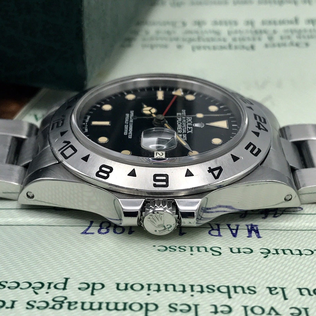 Rolex Explorer II 16550 Original Dial & Hands Full Set 1987 Heavy Patina Papers