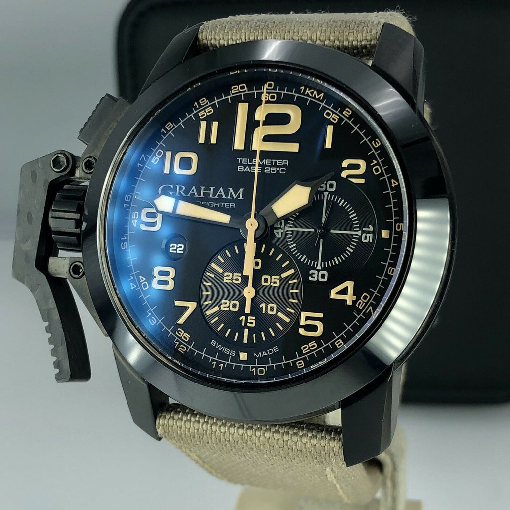 Graham Chronofigter Oversize Black Sahara 2CCAU.B02A PVD case Mint Condition