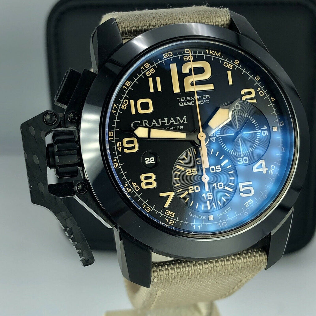 Graham Chronofigter Oversize Black Sahara 2CCAU.B02A PVD case Mint Condition