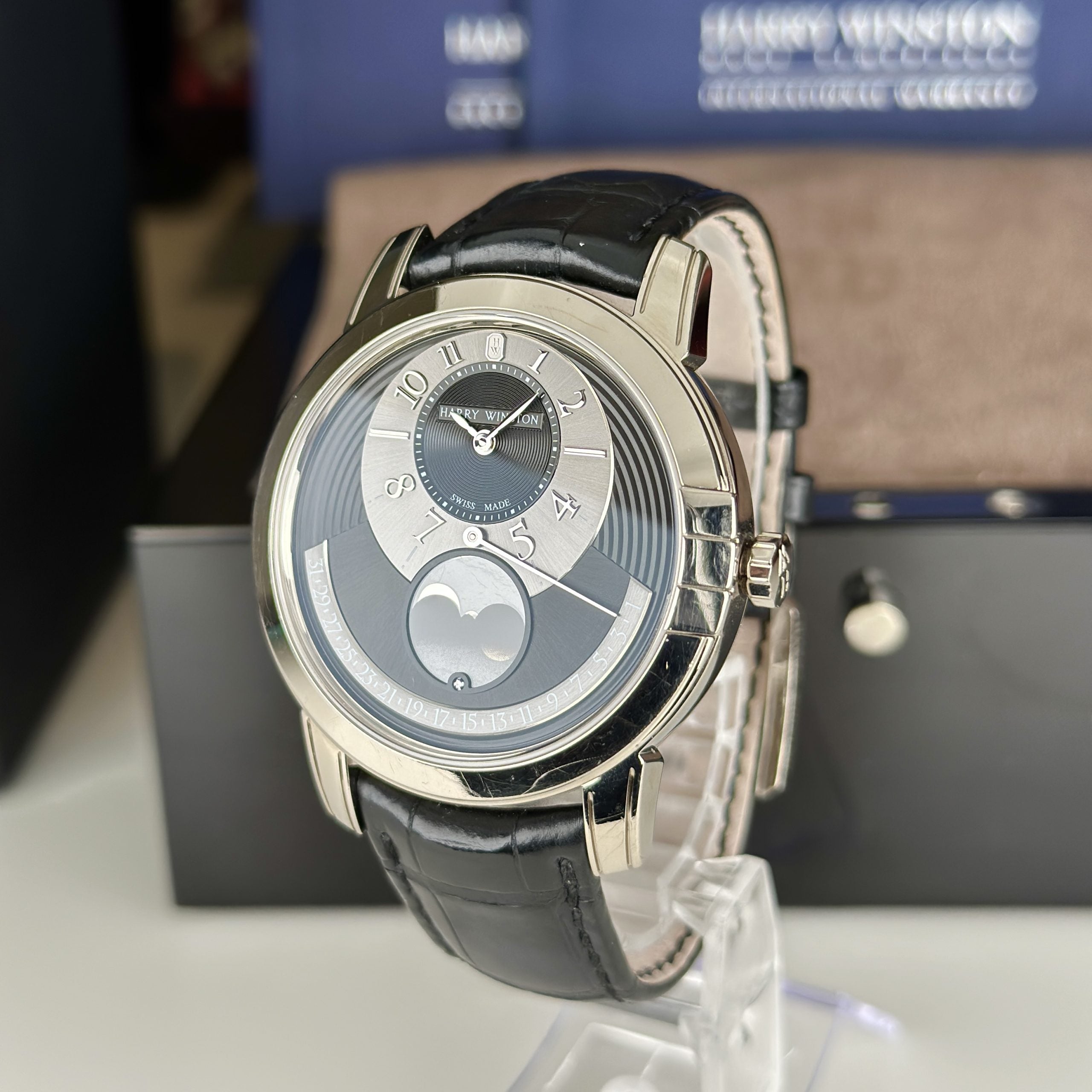 Harry Winston Midnight COLLECTION Moon Phase White gold with Box MIDAMP42WW002