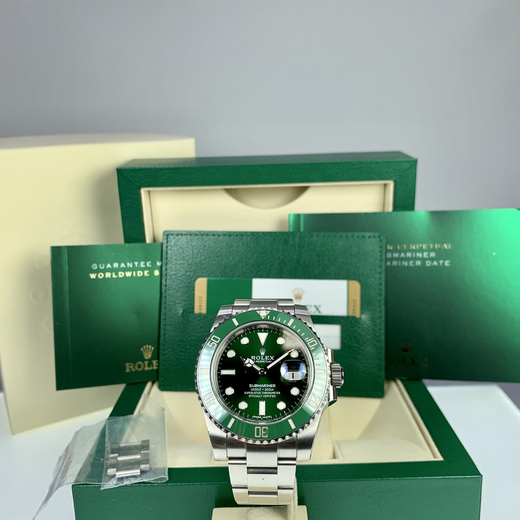 2017 UnPolished Rolex 116610LV Submariner Anniversary Hulk Full Stickers Box & Card