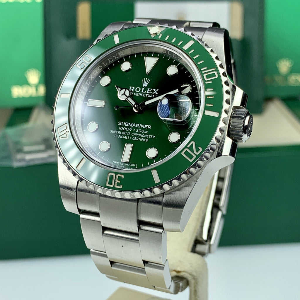 2017 UnPolished Rolex 116610LV Submariner Anniversary Hulk Full Stickers Box & Card