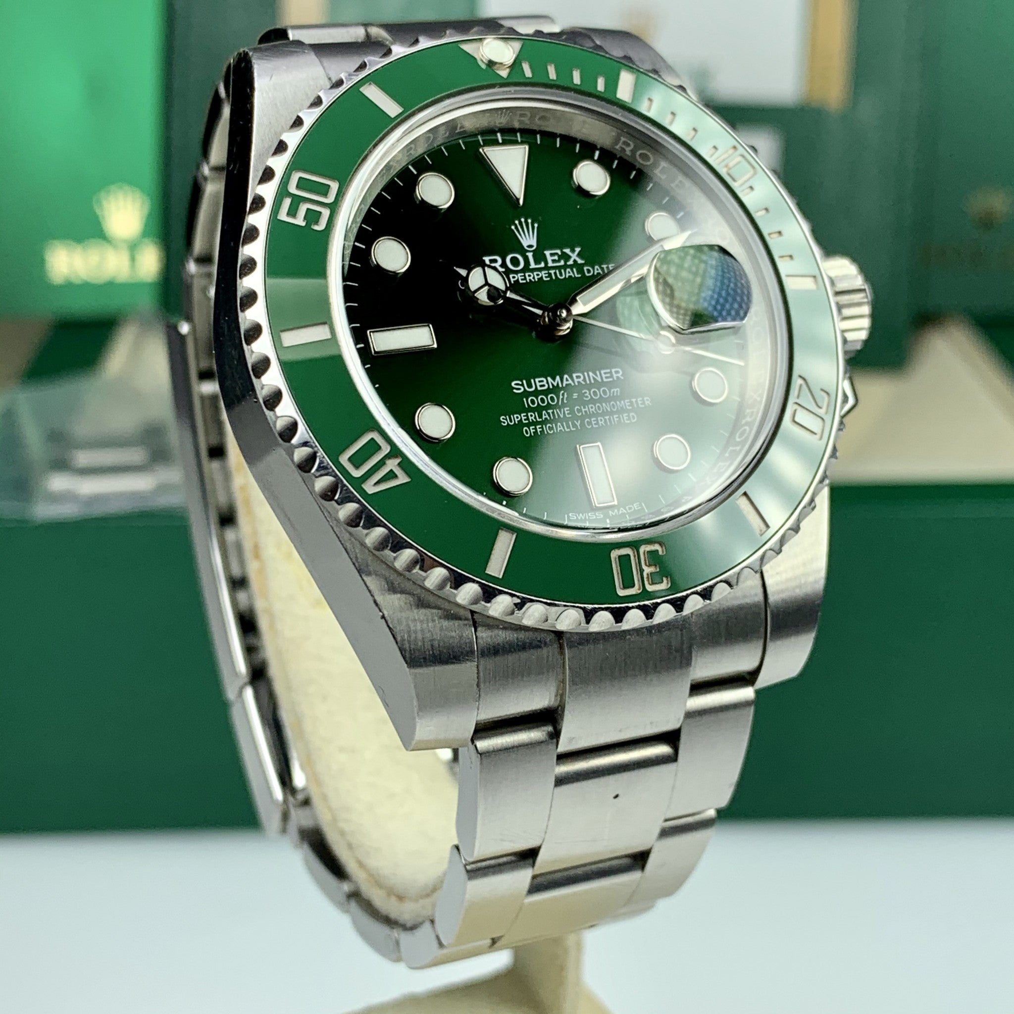 2017 UnPolished Rolex 116610LV Submariner Anniversary Hulk Full Stickers Box & Card