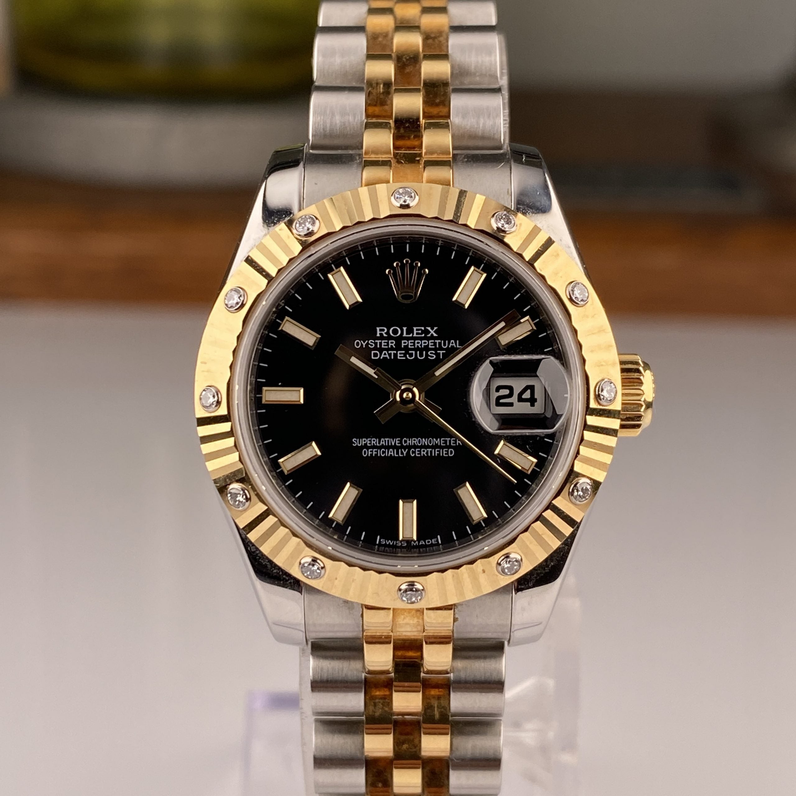 Rolex Lady-Datejust 26mm Jubilee Bracelets 179313 Black Factory Diamonds