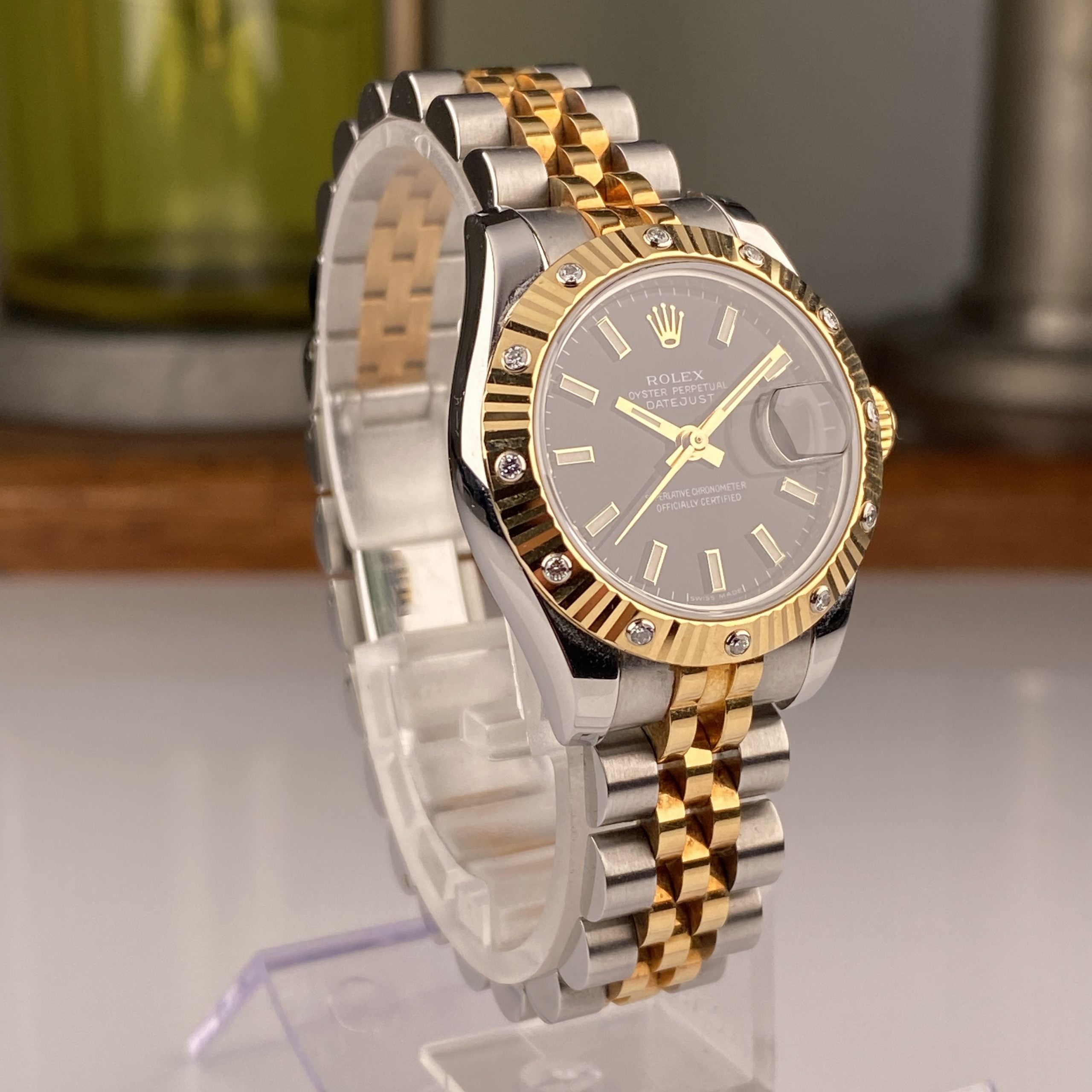Rolex Lady-Datejust 26mm Jubilee Bracelets 179313 Black Factory Diamonds