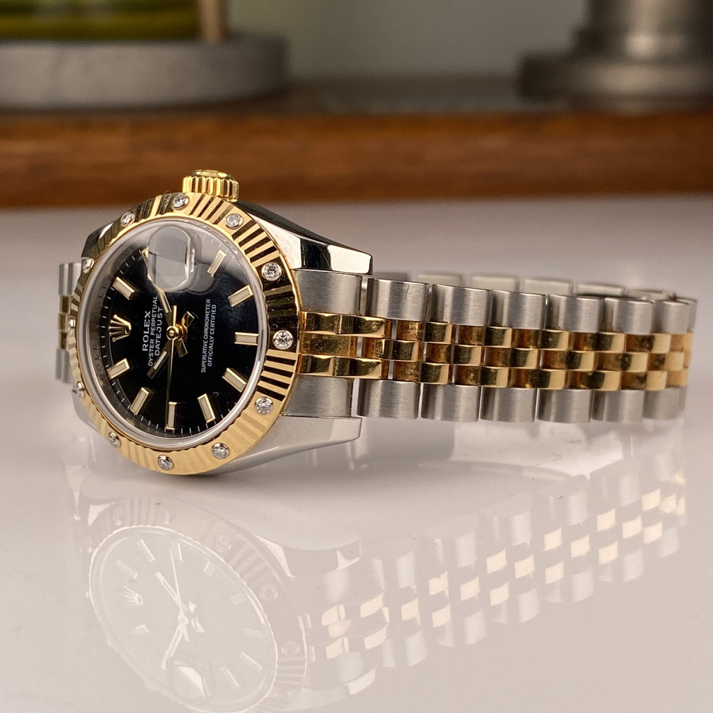 Rolex Lady-Datejust 26mm Jubilee Bracelets 179313 Black Factory Diamonds