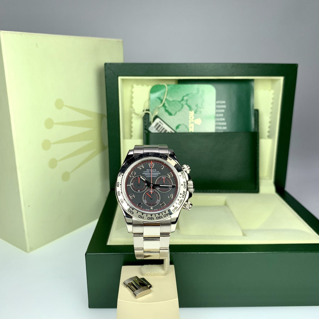 2007 Rolex Daytona 116509 White Gold Grey Dial Arabic Numbers Full Set Box and Papers Unpolished