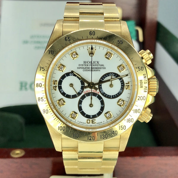 1988 Vintage Rolex Daytona 16528 Zenith Porcelain Diamonds 4 line Dial R Serial Full Set Paper Box
