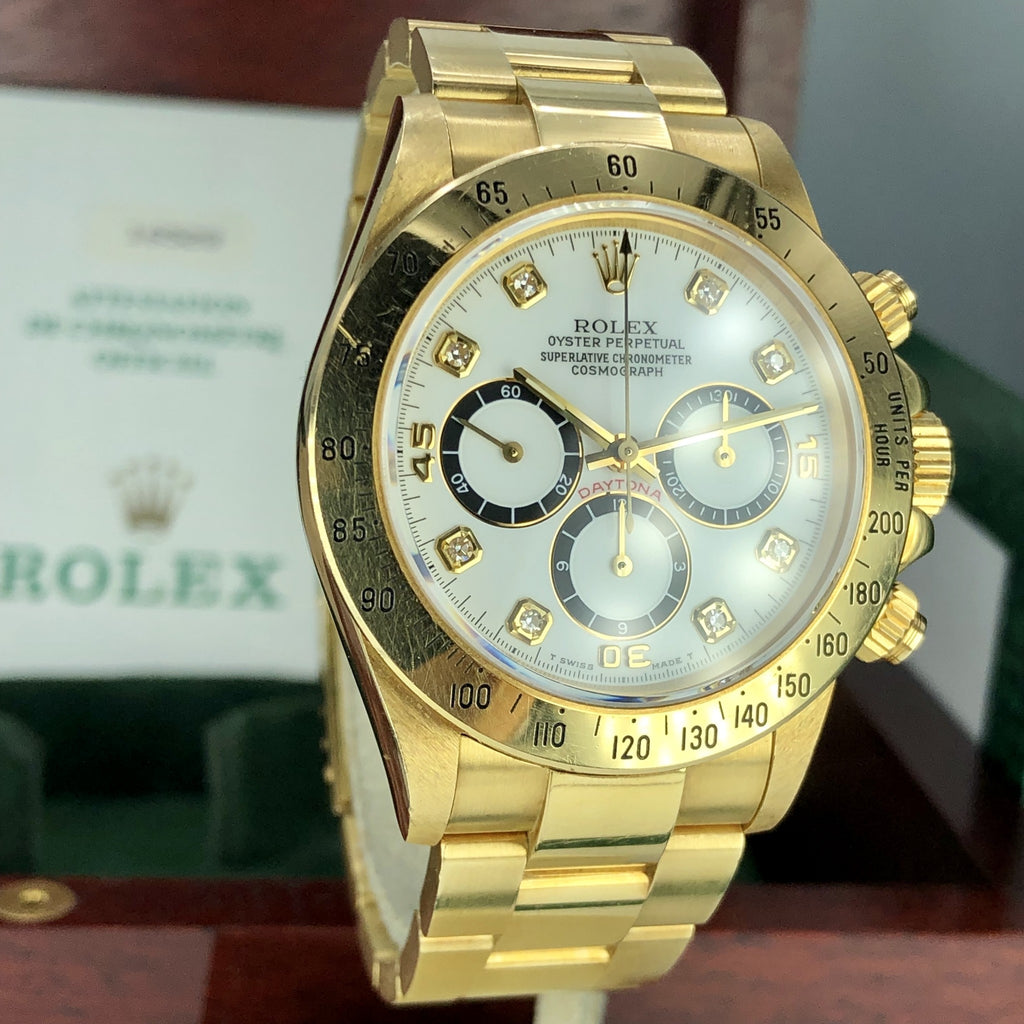 1988 Vintage Rolex Daytona 16528 Zenith Porcelain Diamonds 4 line Dial R Serial Full Set Paper Box