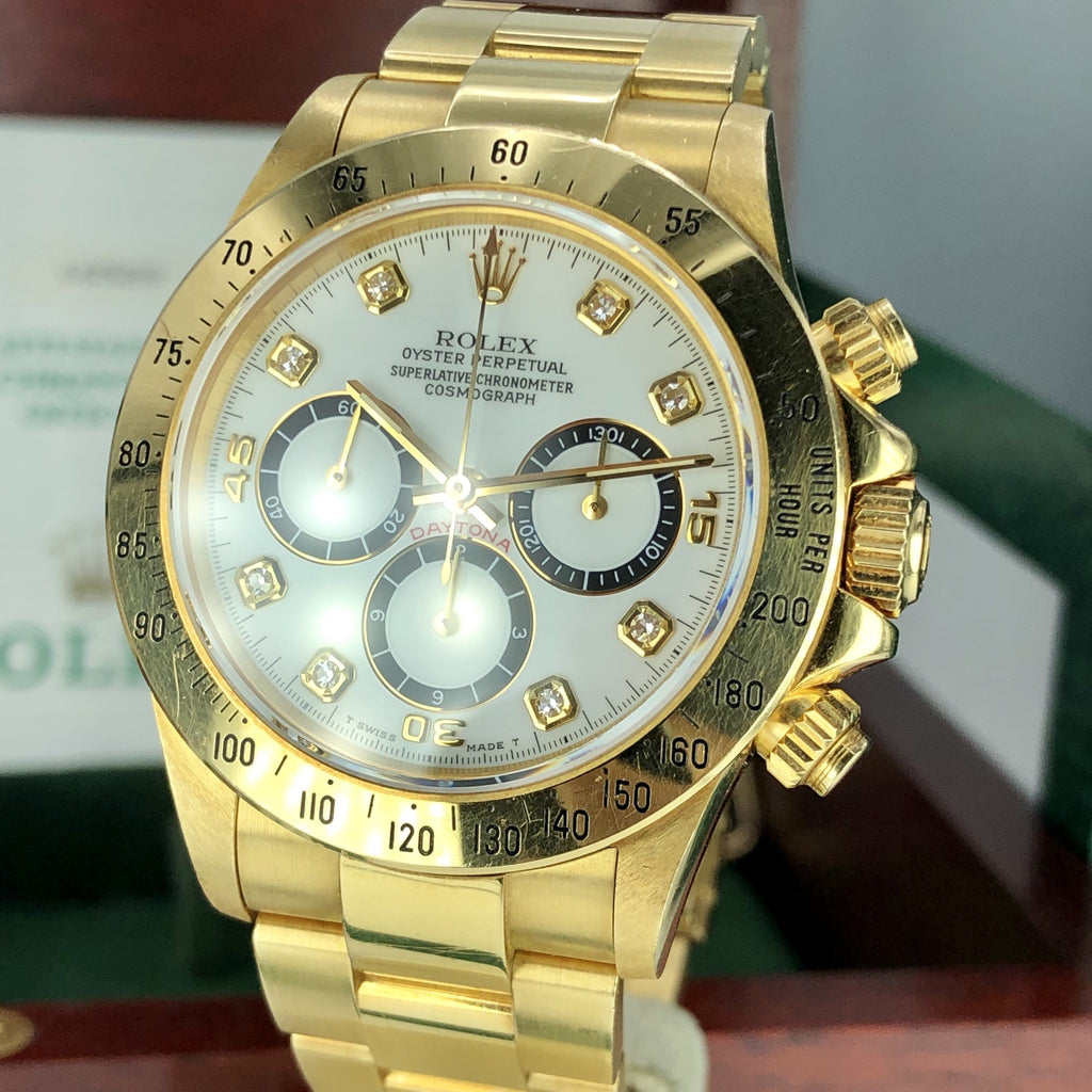 1988 Vintage Rolex Daytona 16528 Zenith Porcelain Diamonds 4 line Dial R Serial Full Set Paper Box
