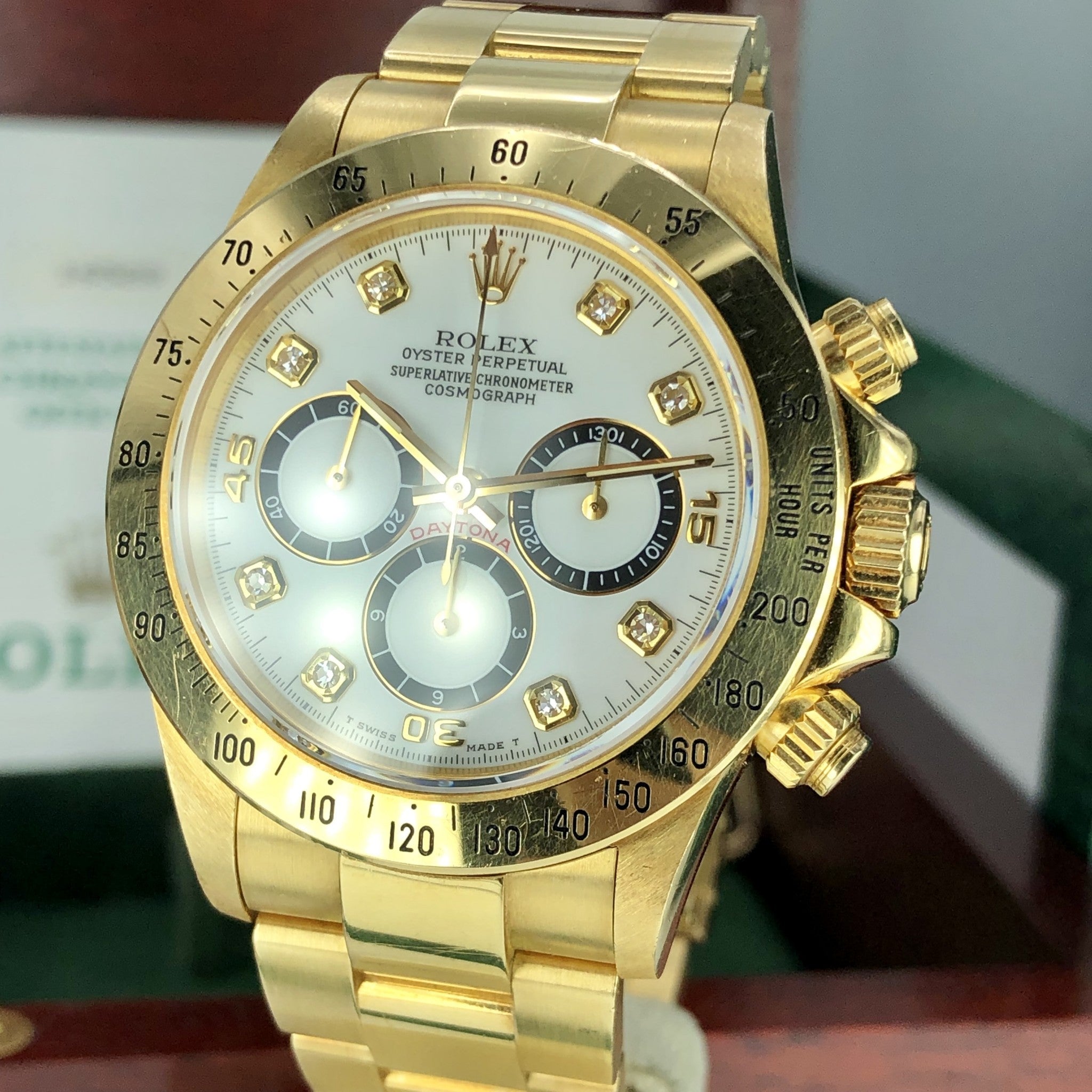 1988 Vintage Rolex Daytona 16528 Zenith Porcelain Diamonds 4 line Dial R Serial Full Set Paper Box