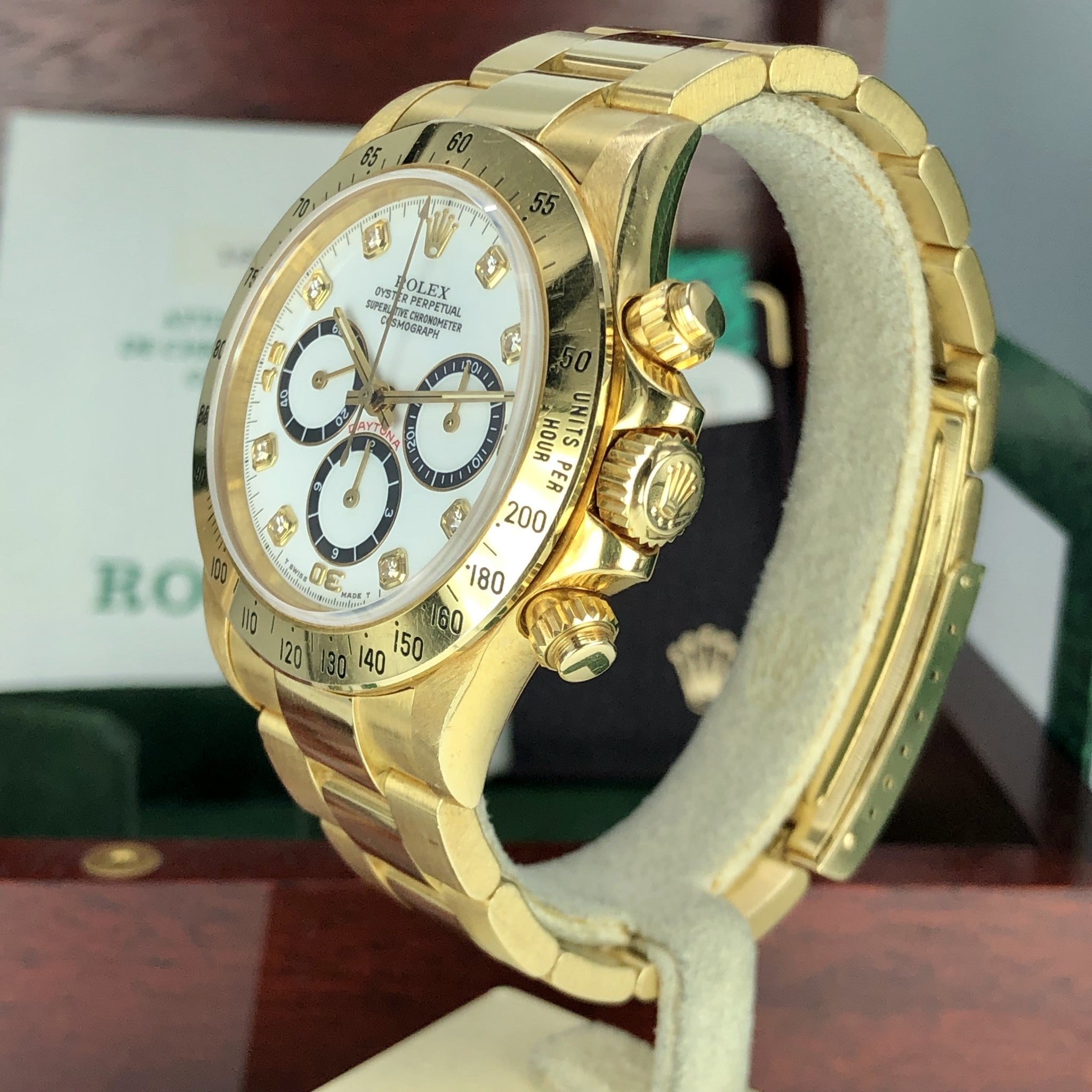 1988 Vintage Rolex Daytona 16528 Zenith Porcelain Diamonds 4 line Dial R Serial Full Set Paper Box