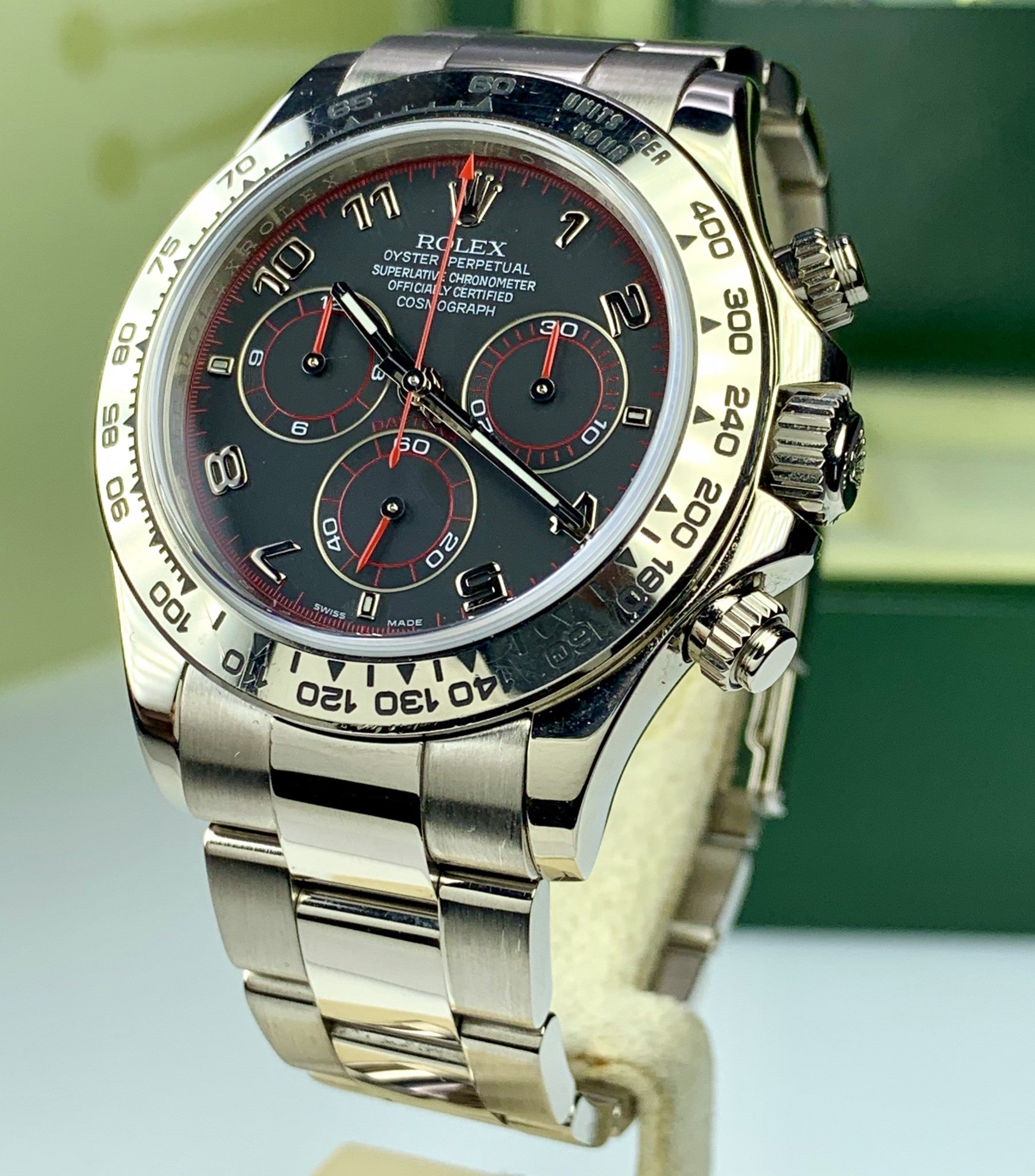 2007 Rolex Daytona 116509 White Gold Grey Dial Arabic Numbers Full Set Box and Papers Unpolished