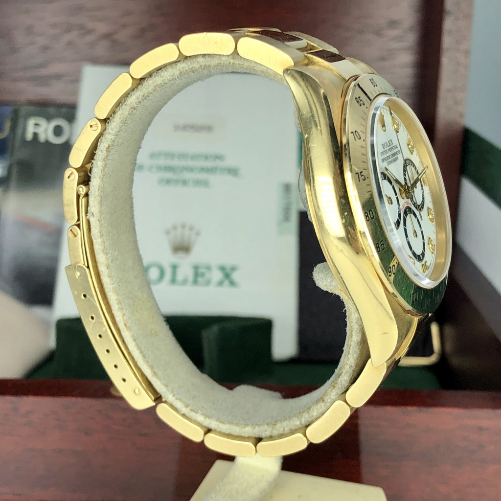 1988 Vintage Rolex Daytona 16528 Zenith Porcelain Diamonds 4 line Dial R Serial Full Set Paper Box