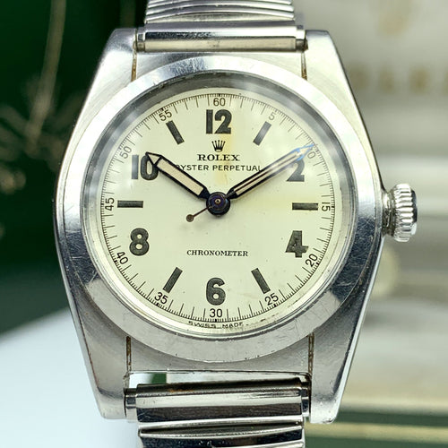 1940's Vintage Rolex Oyster Perpetual 2940 Bubbleback Rhodium Dial