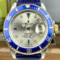1986 Vintage Rolex Submariner 16803 18k gold & Steel Gray Serti Diamonds Dial