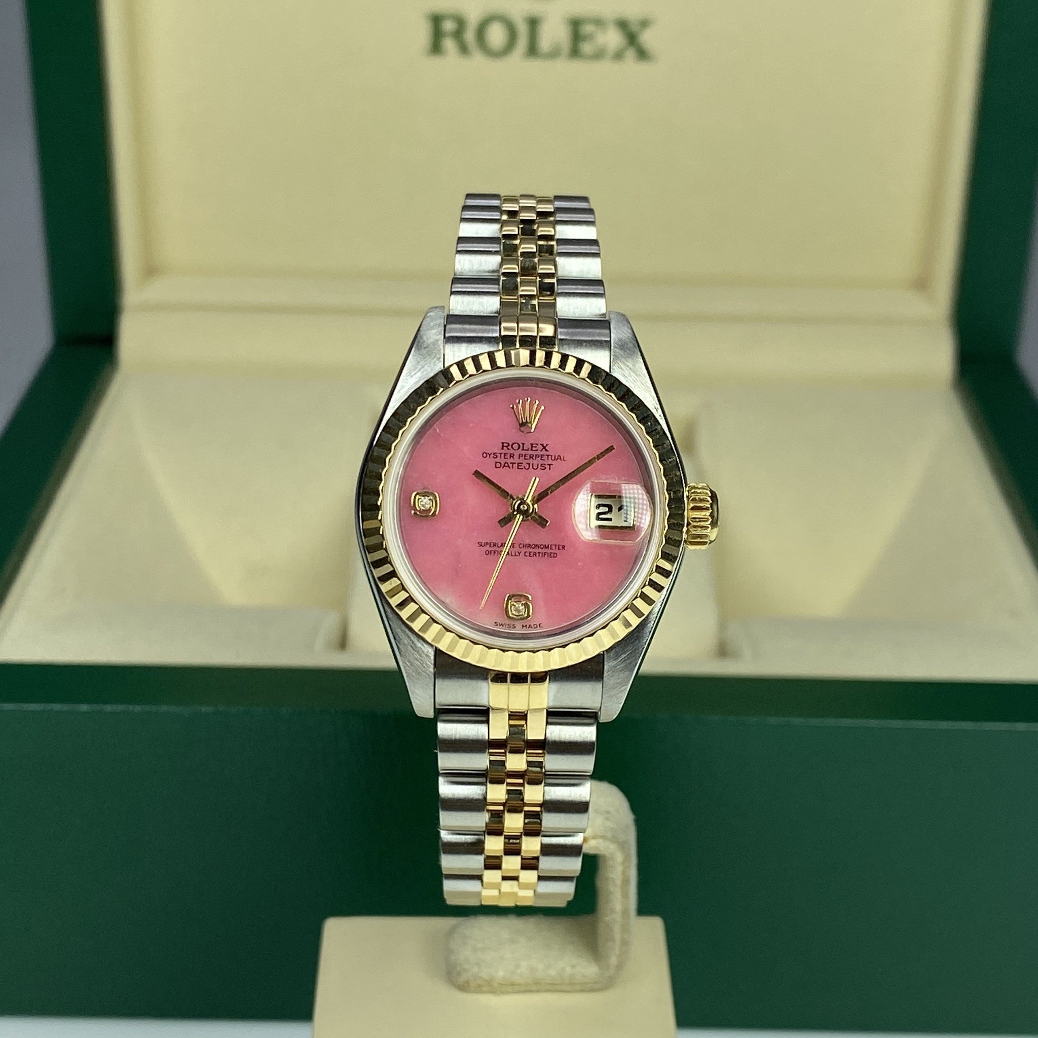 2003 Factory Pink Dial Ladies 26mm Rolex With Box