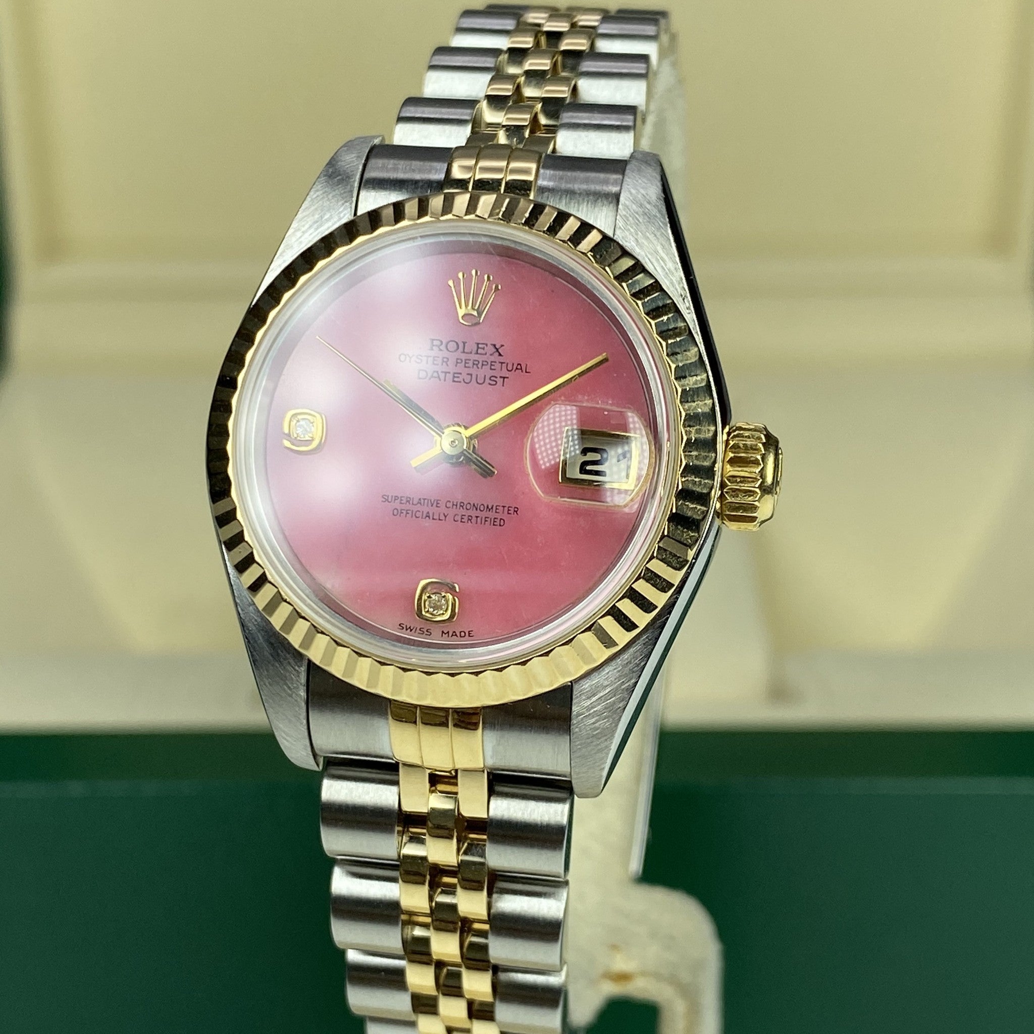 2003 Factory Pink Dial Ladies 26mm Rolex With Box