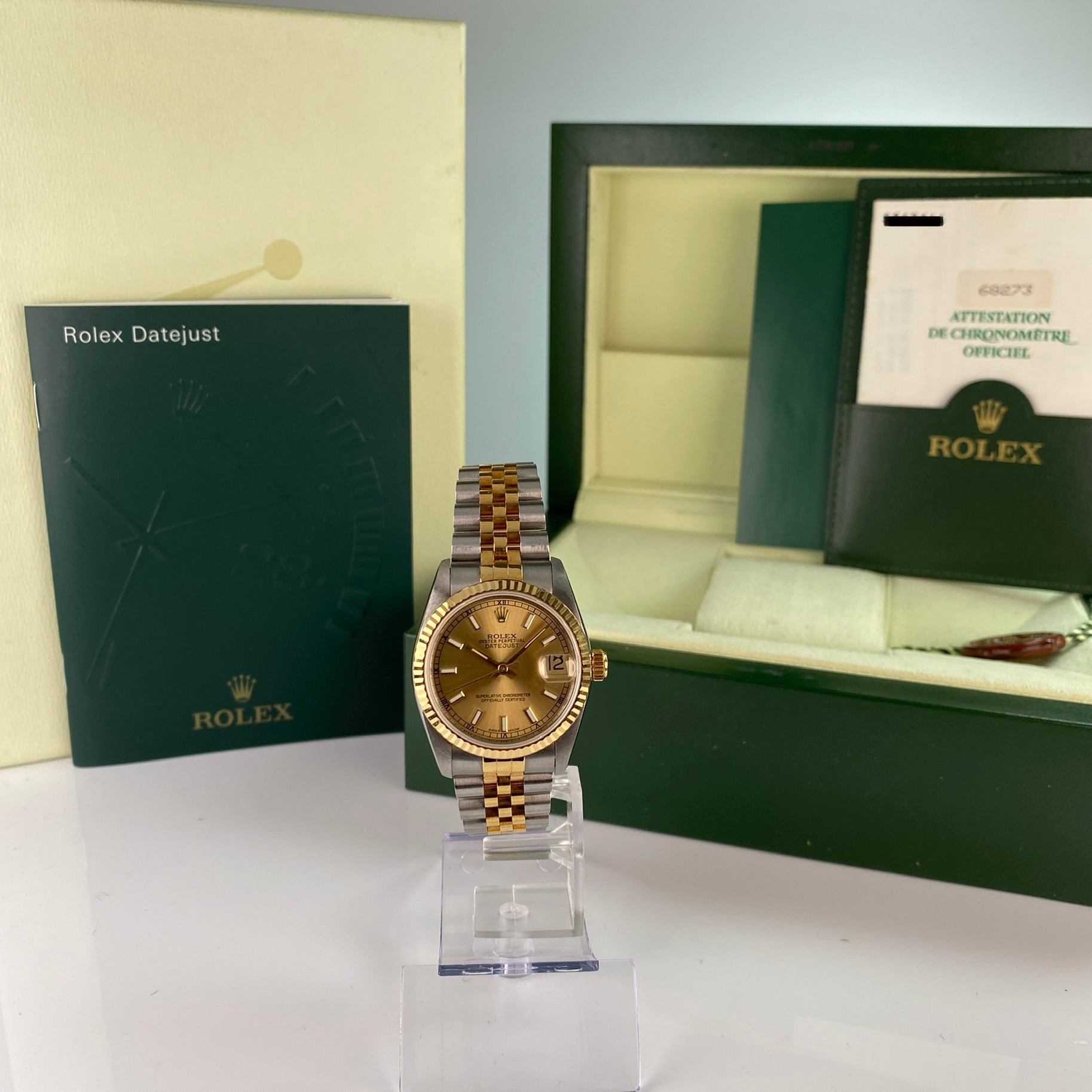 Rolex Datejust 68273 Jubilee Bracelet 31mm New Old Stock with Box & papers