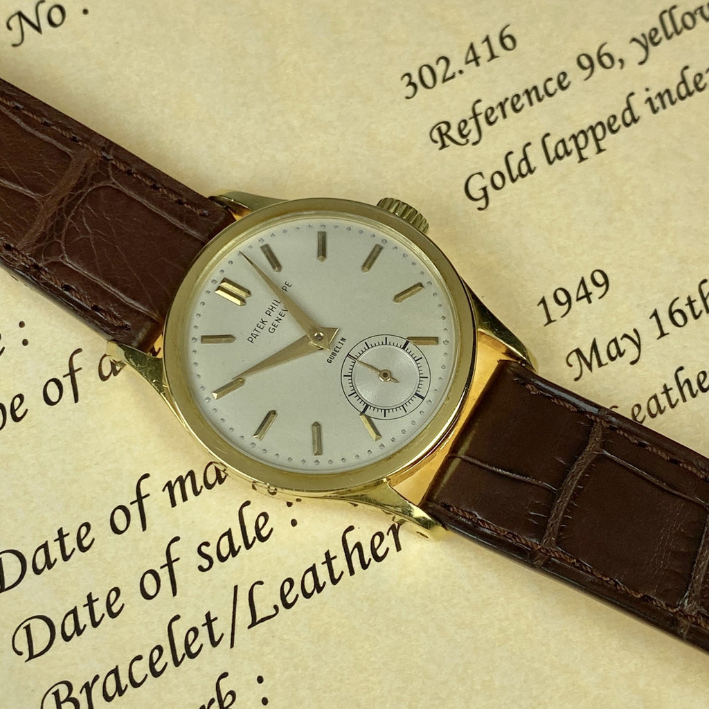 1949 Vintage Patek Philippe  Ref. 96 – Calatrava Retailed by Gubelin Box & paper
