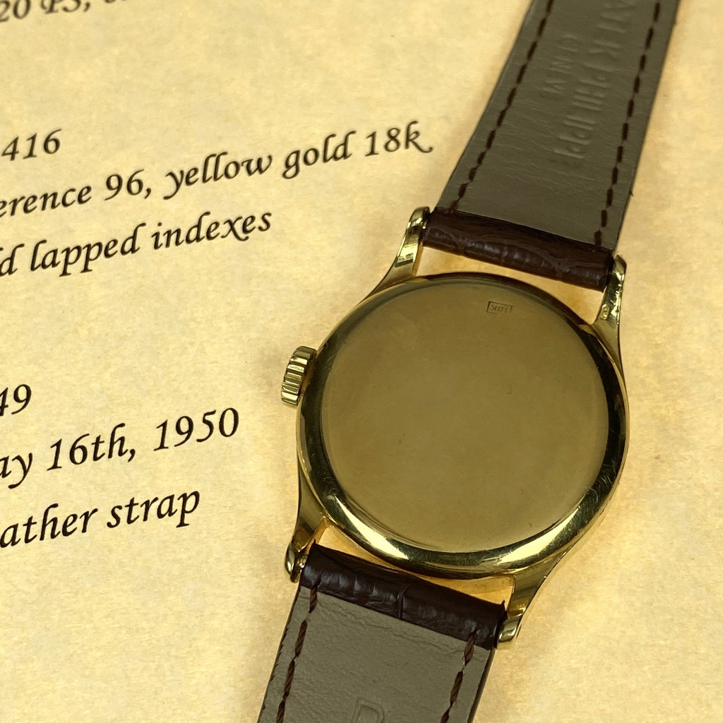 1949 Vintage Patek Philippe  Ref. 96 – Calatrava Retailed by Gubelin Box & paper