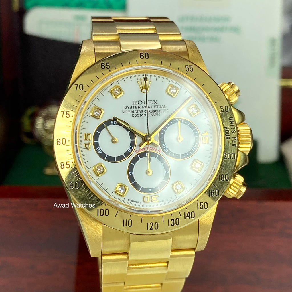 1988 Vintage Rolex Daytona 16528 Zenith Porcelain Diamonds 4 line Dial R Serial Full Set Paper Box