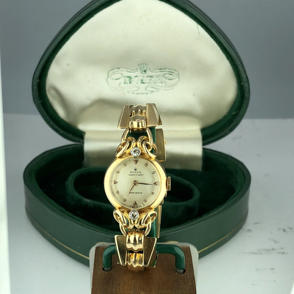 1960 Vintage Unique Rolex Ladies 8161 Diamond Serpico Y Laino 18k Gold With Box