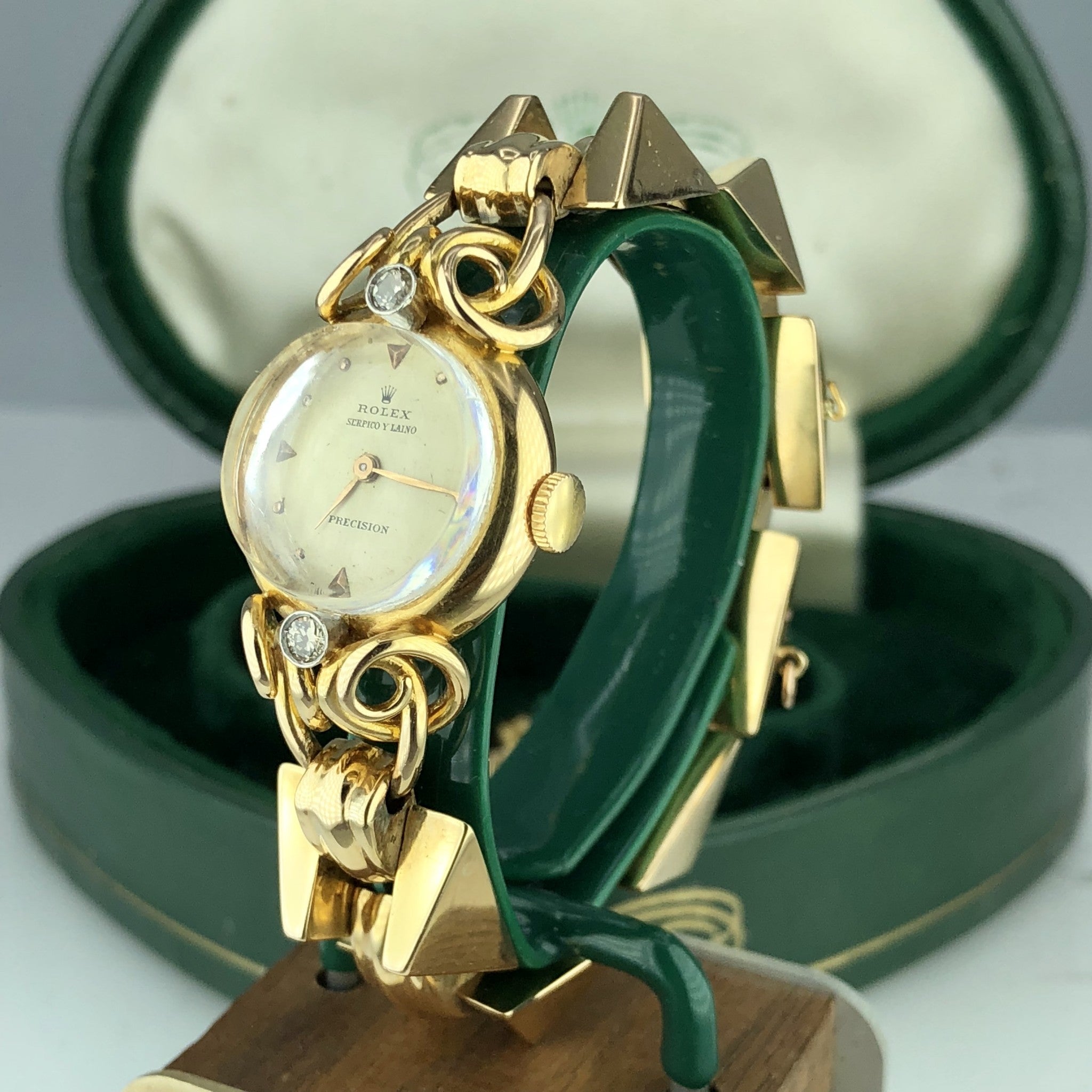 1960 Vintage Unique Rolex Ladies 8161 Diamond Serpico Y Laino 18k Gold With Box