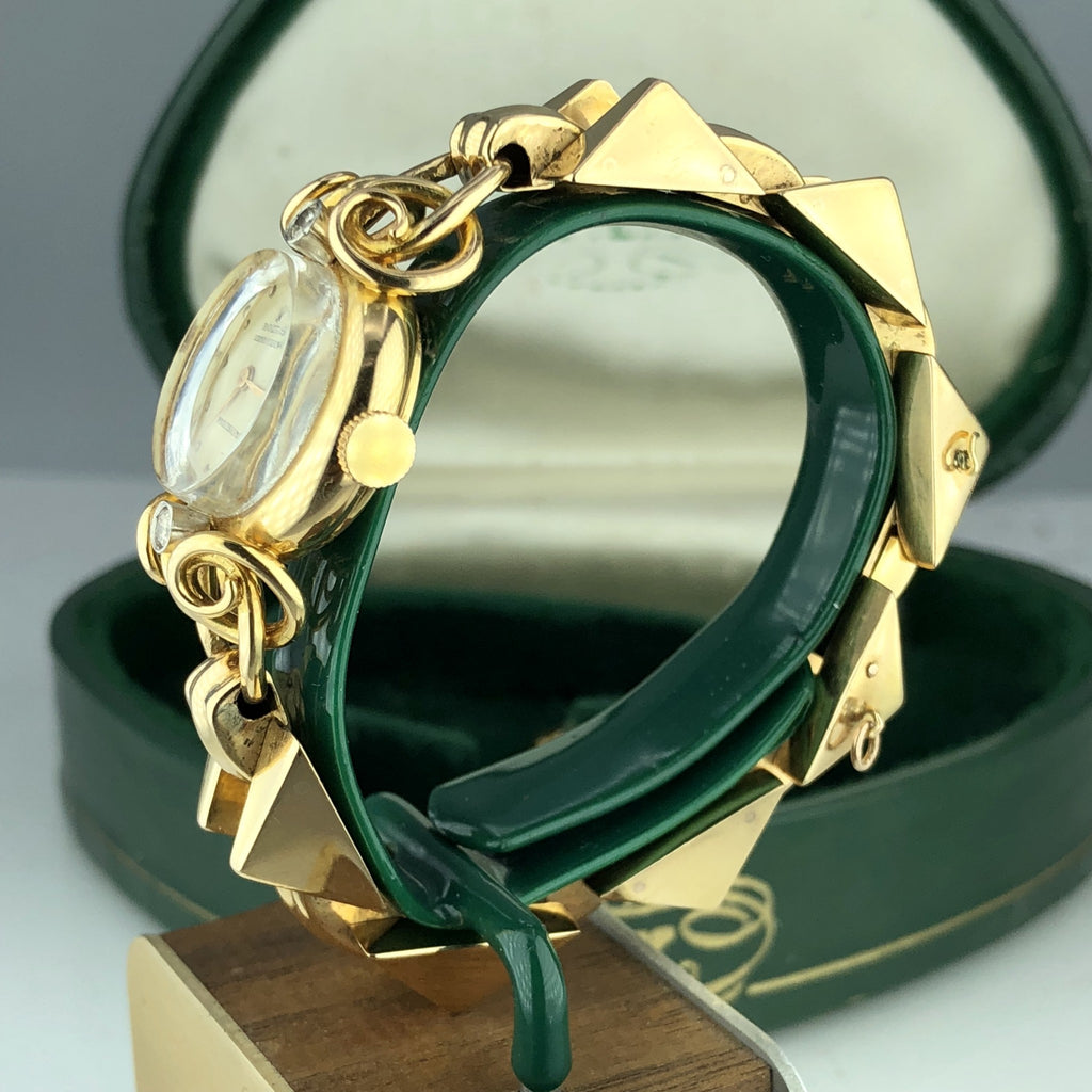 1960 Vintage Unique Rolex Ladies 8161 Diamond Serpico Y Laino 18k Gold With Box