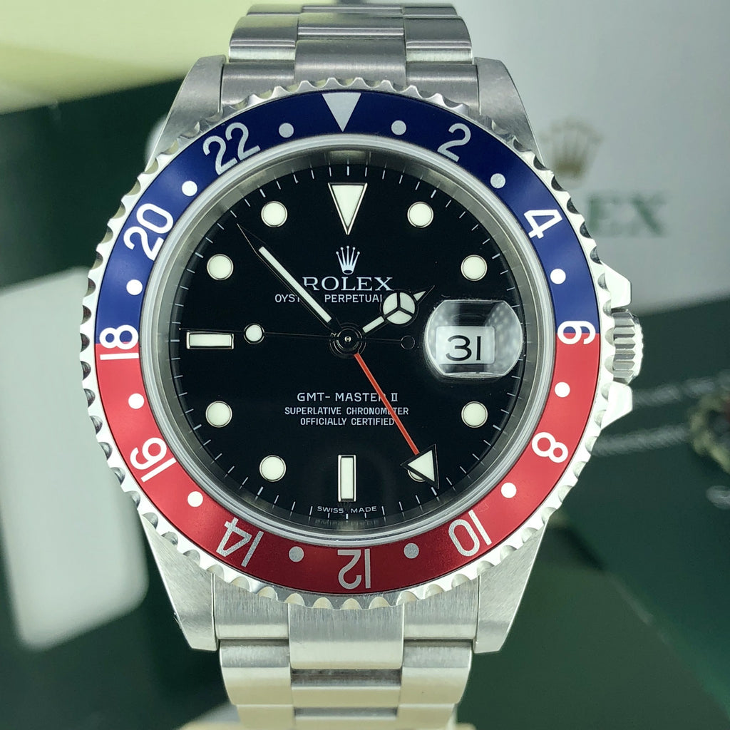 2008 Rolex GMT Master II 16710 Pepsi Unpolished Full Set Box & Papers Z serial