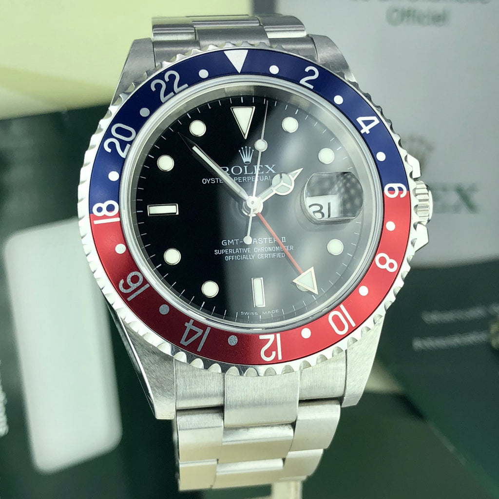 2008 Rolex GMT Master II 16710 Pepsi Unpolished Full Set Box & Papers Z serial
