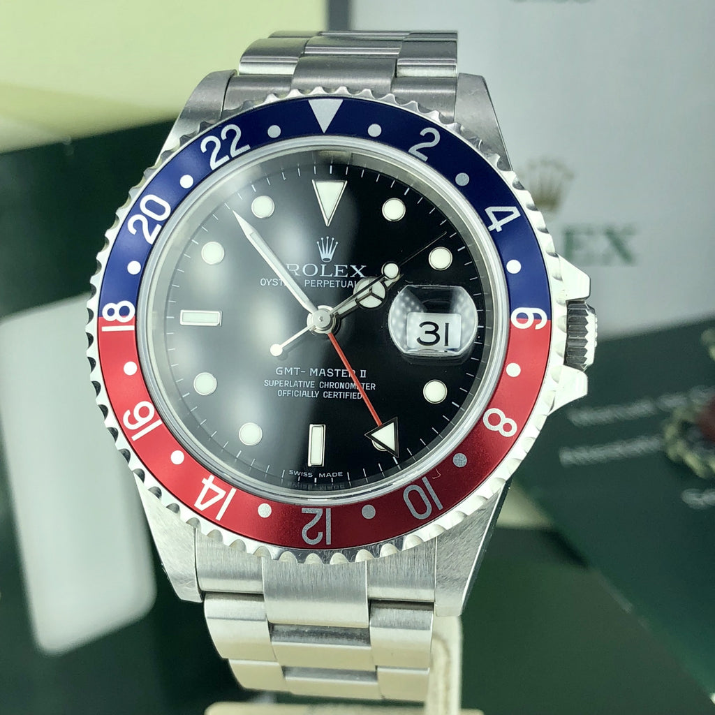 2008 Rolex GMT Master II 16710 Pepsi Unpolished Full Set Box & Papers Z serial