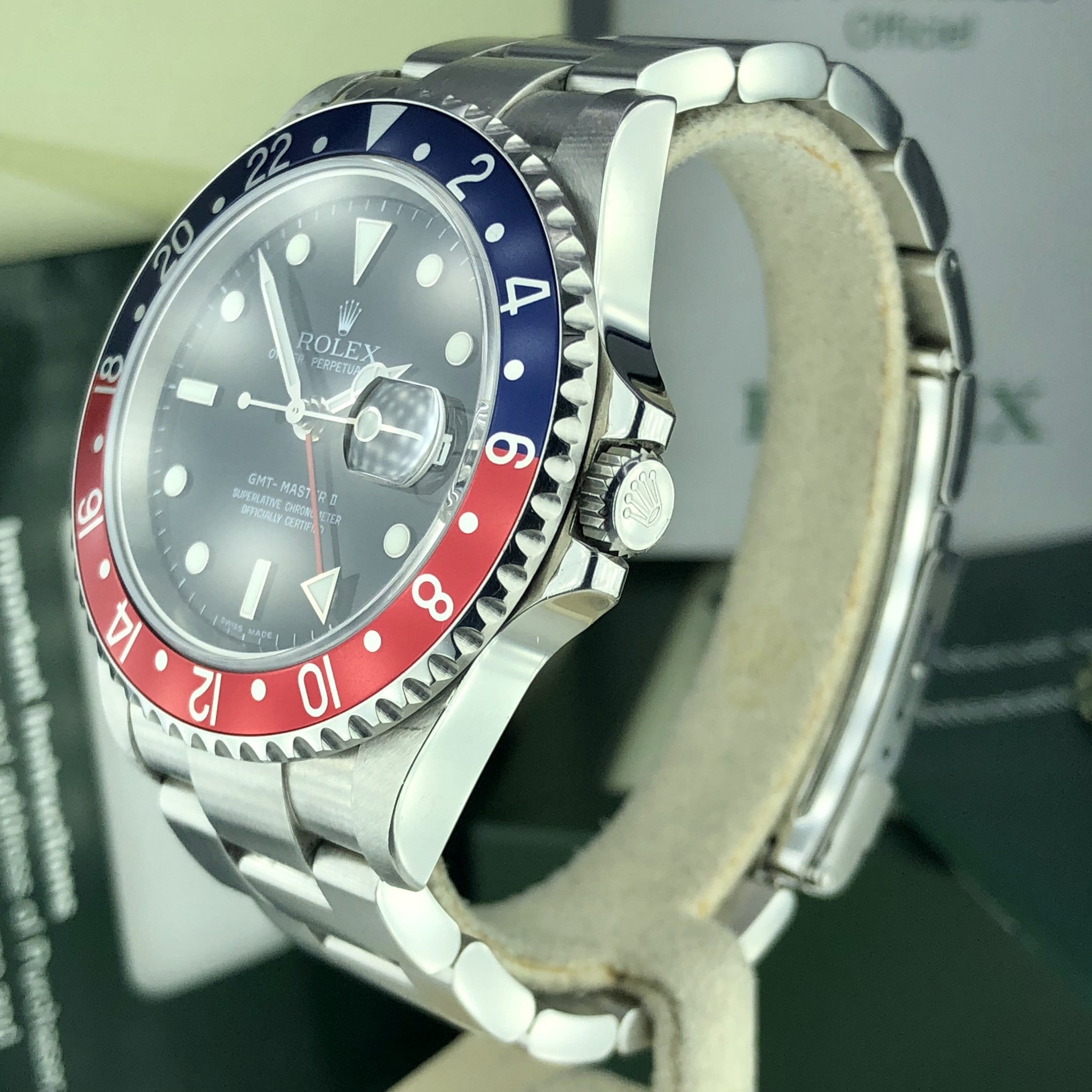 2008 Rolex GMT Master II 16710 Pepsi Unpolished Full Set Box & Papers Z serial