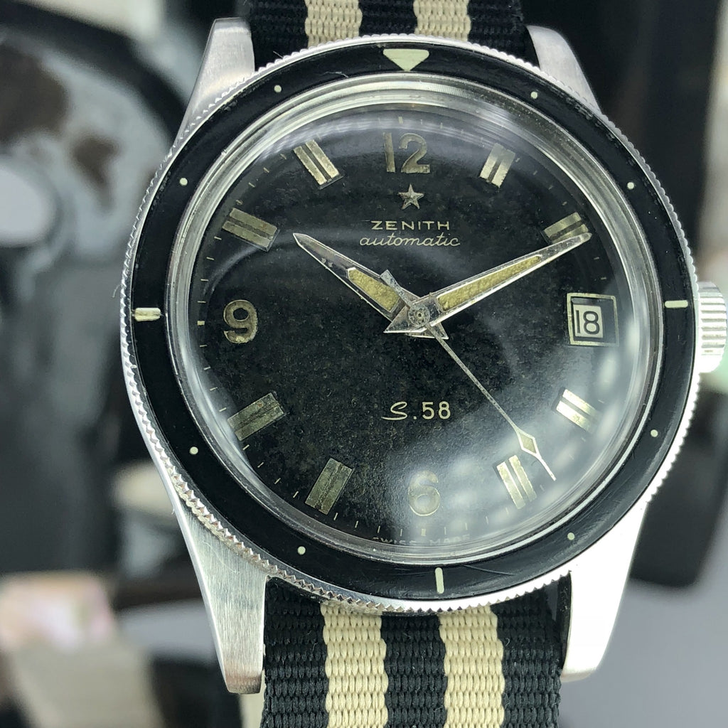 1950’s Rare Vintage Zenith S 58 Diving Milatry With Bakelite Bezel