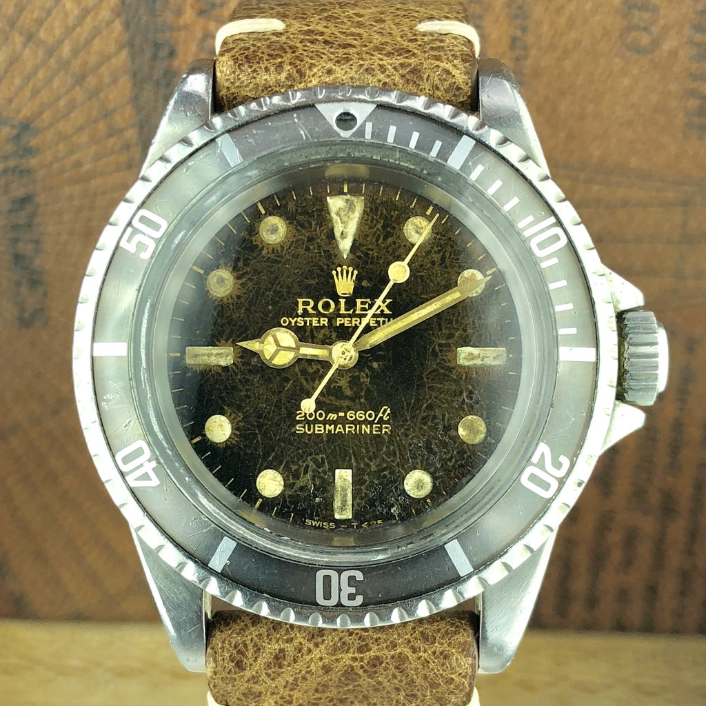 1967 Vintage Rolex 5513 Submariner Tropical Gilt Dial JFM Army Engraving