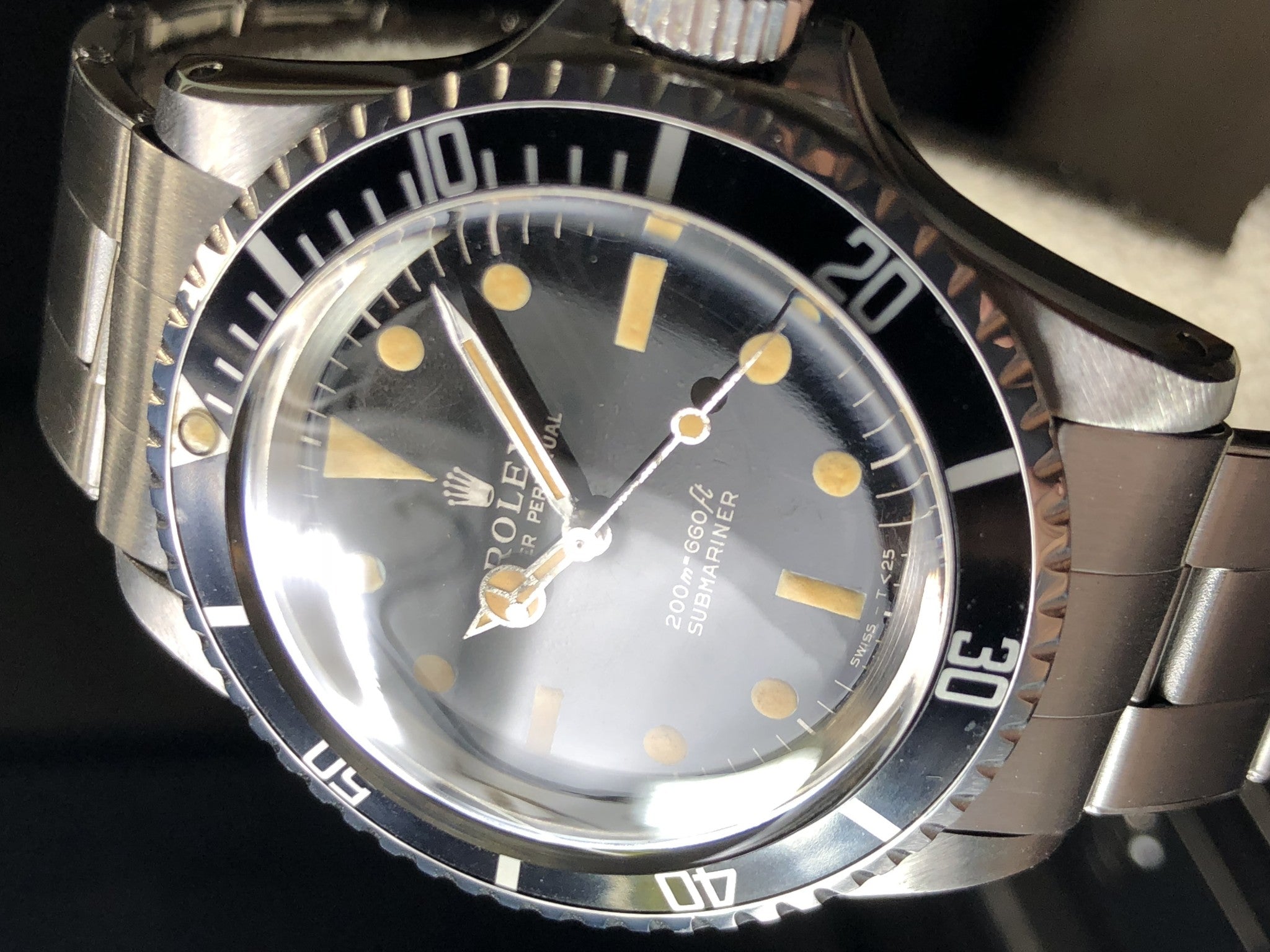 1965 Vintage Rolex 5513 Submariner Tropical Super Glossy Gilt Dial