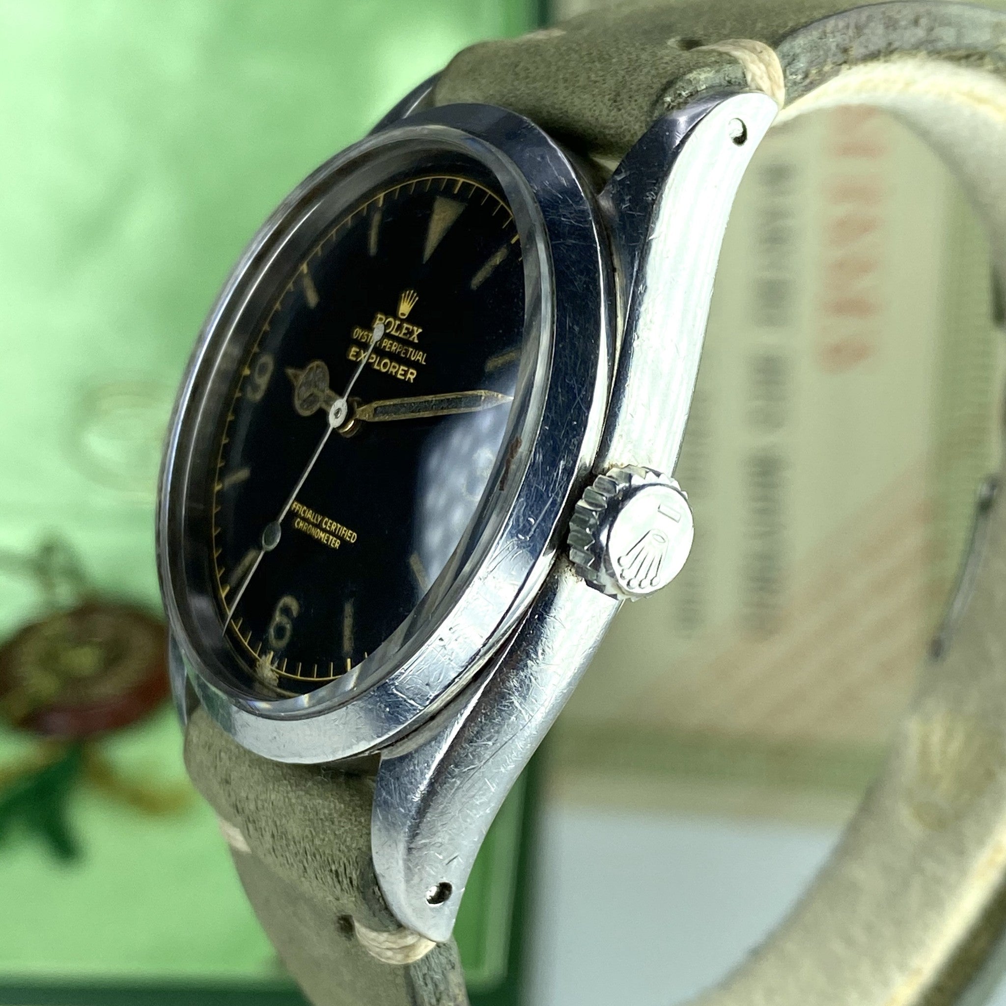 1958 Vintage Rolex 6610 Explorer Gilt Chapter fullset Box & Paper