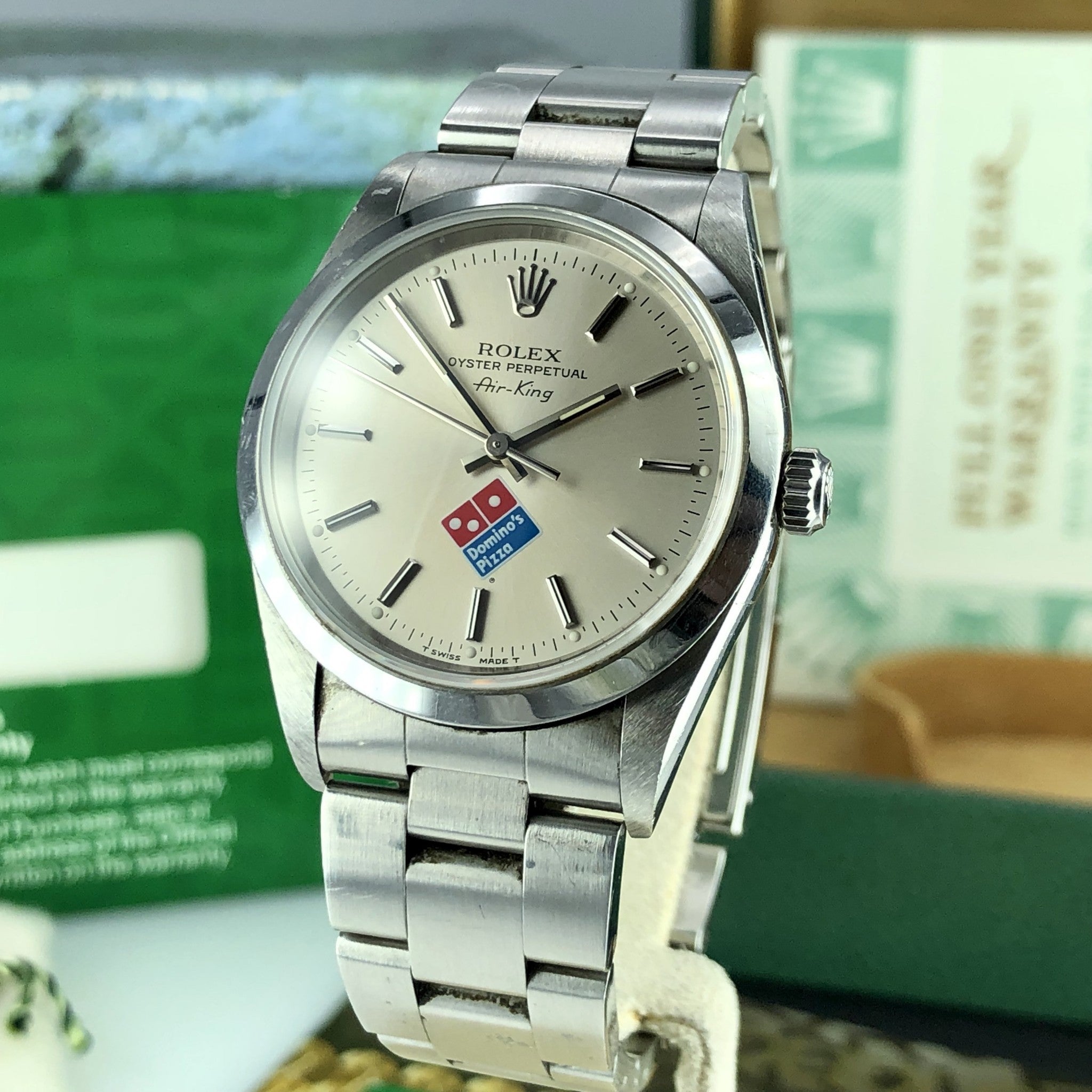 1998 Vintage Rolex 14000 Domino’s Pizza Air-King Unpolished with Box and Papers