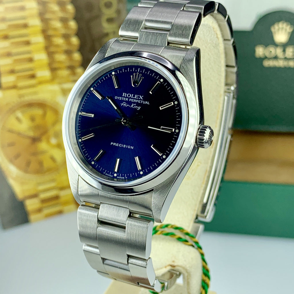 1998 Rolex Air King 14000 Blue Dial 34MM IBM Reward Engraved