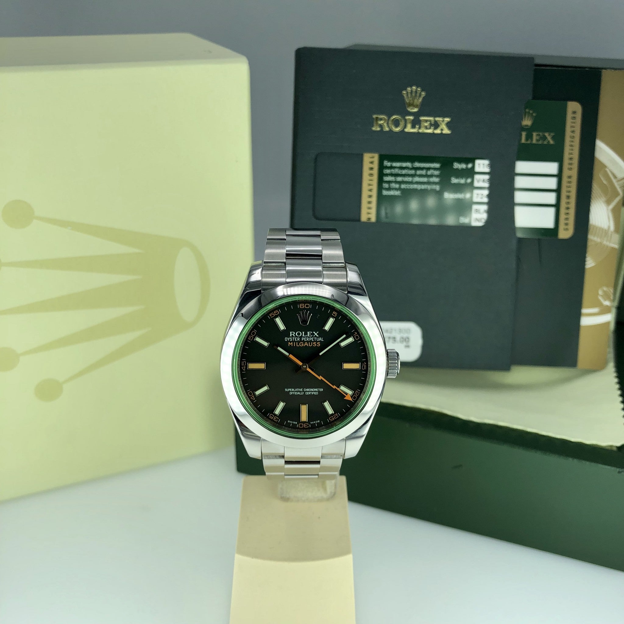 2011 Rolex Milgauss 116400 GV Green With Box And Card Full Set Mint Condition