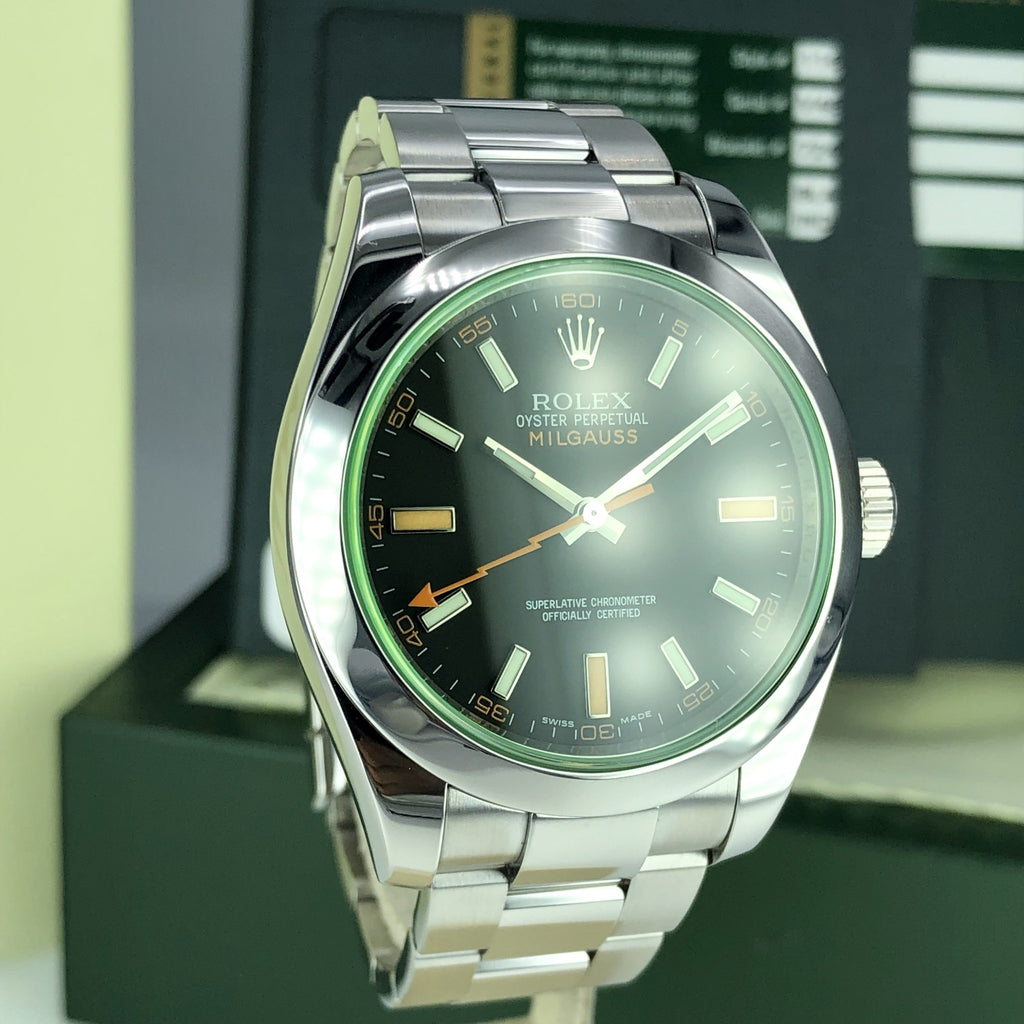 2011 Rolex Milgauss 116400 GV Green With Box And Card Full Set Mint Condition
